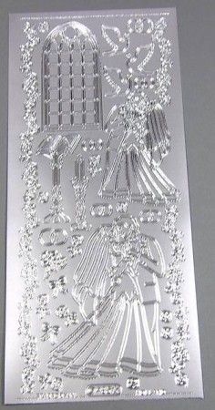 Stickerbogen 10 x 23 cm Heiraten Kirche silber
