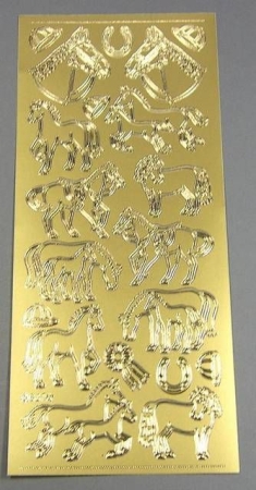 Stickerbogen 10 x 23 cm Pferde gold