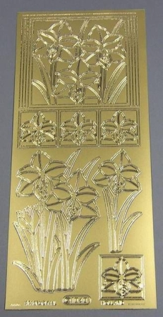 Stickerbogen 10 x 23 cm Narzisse gold