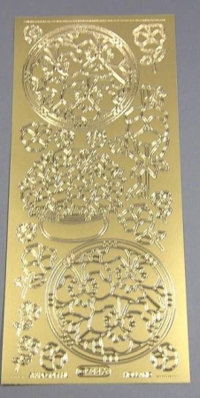 Stickerbogen 10 x 23 cm Blumen in Kreis gold