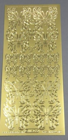 Stickerbogen 10 x 23 cm Schmetterlinge gold