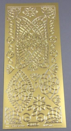 Stickerbogen 10 x 23 cm Aufkleber Blumen gold