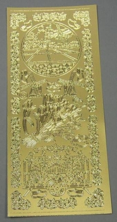 Stickerbogen 10 x 23 cm Holland:Tulpen und Mühle gold