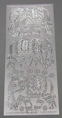 Stickerbogen 10 x 23 cm Indische Elefanten silber
