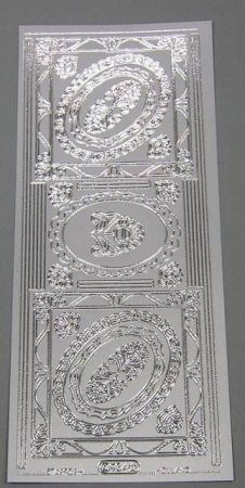 Stickerbogen 10 x 23 cm Rahmen oval  und viereckig silber