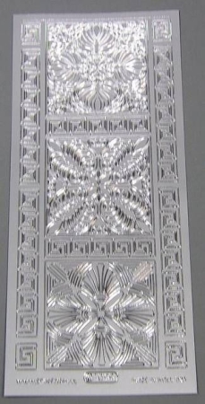Stickerbogen 10 x 23 cm Figuren im Viereck silber