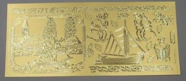 Stickerbogen 10 x 23 cm Weihnachtslandschaft gold