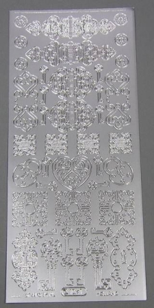 Stickerbogen 10 x 23 cm Schlüssel und Schloss silber
