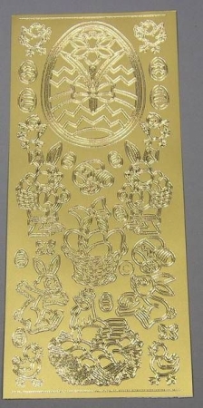 Stickerbogen 10 x 23 cm 15 Osterei gold