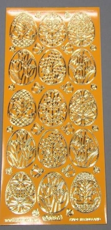 Stickerbogen 10 x 23 cm 15 Ostereier orange