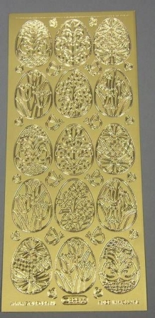 Stickerbogen 10 x 23 cm 15 Ostereier gold