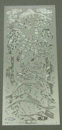 Stickerbogen 10 x 23 cm Koi-Karpfen silber