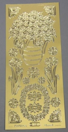 Stickerbogen 10 x 23 cm Vase mit Blumen gold