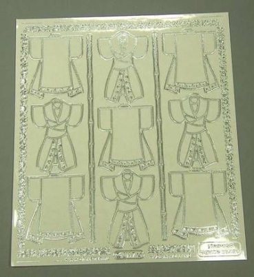 Stickerbogen Jumbo-Grösse Kimono transparent silber