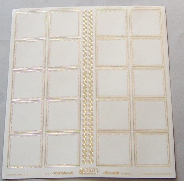 Stickerbogen Jumbo-Grösse Vierecke transparent gold