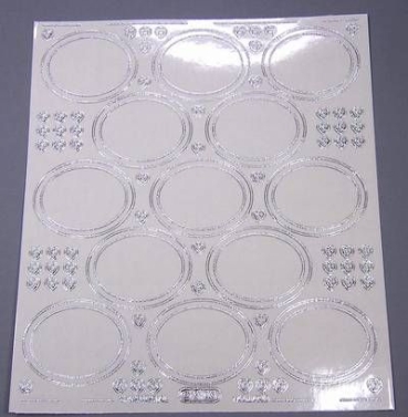 Stickerbogen Jumbo-Grösse Ovale transparent silber