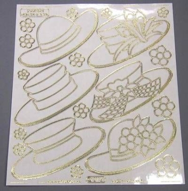 Stickerbogen Jumbo-Grösse Hüte transparent gold