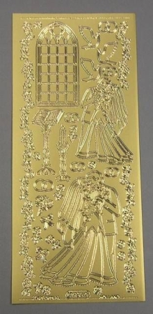 Stickerbogen 10 x 23 cm Heiraten in Kirche gold