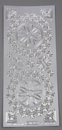 Stickerbogen 10 x 23 cm Blumenkreis silber