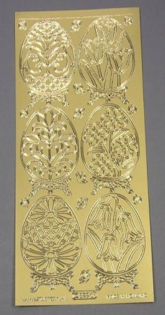 Stickerbogen 10 x 23 cm 6 Ostereier gold