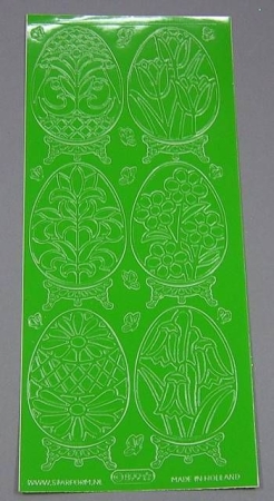 Stickerbogen 10 x 23 cm 6 Ostereier grün