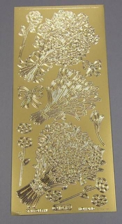 Stickerbogen 10 x 23 cm Blumenstrauss gold