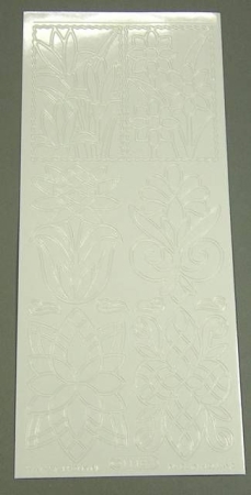 Stickerbogen 10 x 23 cm große Blumen weiss