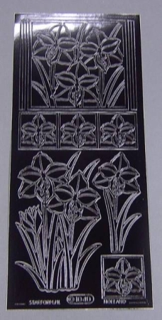 Stickerbogen 10 x 23 cm Narzisse schwarz