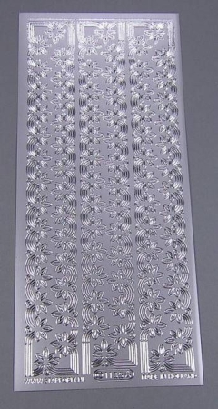 Stickerbogen 10 x 23 cm Girlanden Ränder silber
