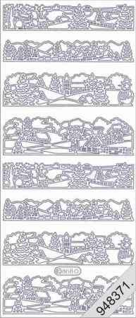 Preview: Le Suh Stickerbogen 10 x 23 cm Winterlandschaft gold