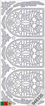 Preview: Le Suh Stickerbogen 10 x 23 cm Kirchenfenster Zweig grün