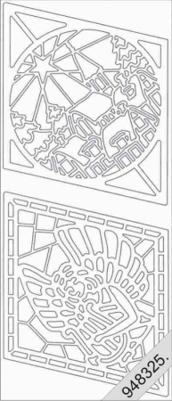 Preview: Le Suh Stickerbogen 10 x 23 cm Fenster, Landschaft + Engel gold