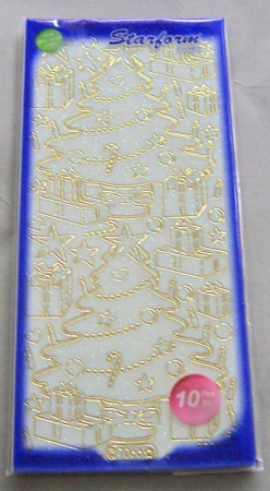 LeSuh Stickerbogen 10 x 23 cm Transparent Baum Glitter Gold