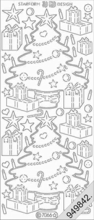 Preview: LeSuh Stickerbogen 10 x 23 cm Transparent Baum Glitter Gold