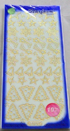 LeSuh Stickerbogen 10 x 23 cm Transparent Weihnachtsfiguren Glitter Gold