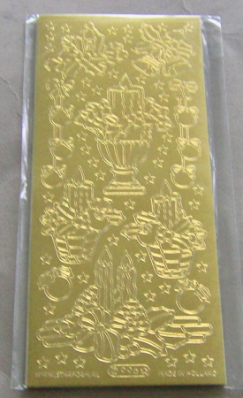 Le Suh Stickerbogen 10 x 23 cm Weihnachtsgesteck gold