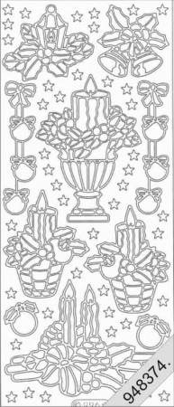 Preview: Le Suh Stickerbogen 10 x 23 cm Weihnachtsgesteck gold