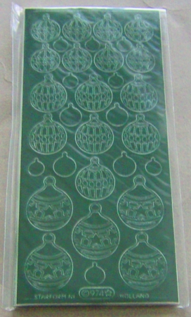 Le Suh Stickerbogen 10 x 23 cm Weihnachtskugeln grün