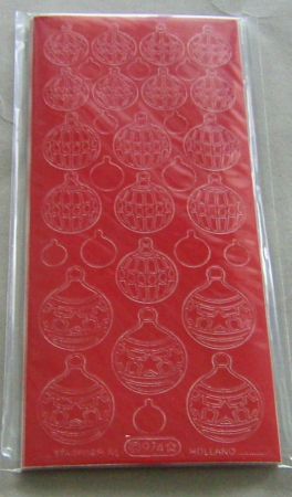 Le Suh Stickerbogen 10 x 23 cm Weihnachtskugeln rot