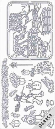 Preview: Le Suh Stickerbogen 10 x 23 cm Weihnachtslandschaft silber