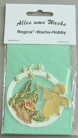 Regina Wachsbild Engel-Kreis + Haus, ca. 7 cm