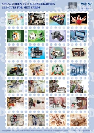 Reddy Cards  3D Stanzbogen Set Männerkarten Deko-Briefmarken