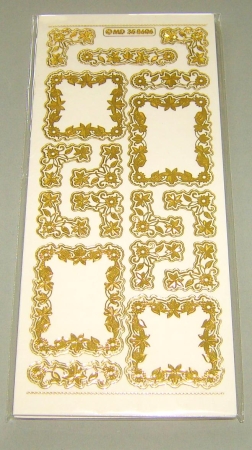 MD Sticker transparent Rahmen, Ecken, Blumen gold