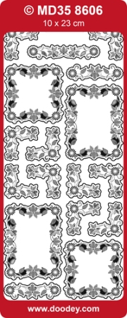 Preview: MD Sticker transparent Rahmen, Ecken, Blumen gold