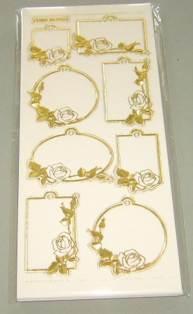 MD Sticker transparent Labels Rosen mit Loch gold