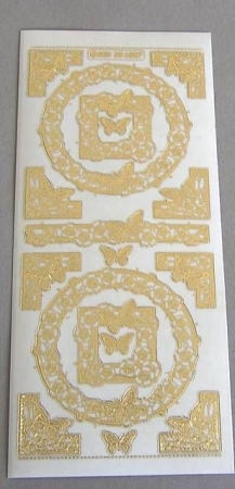 MD Sticker transparent Blumen mit Schmetterlingen gold