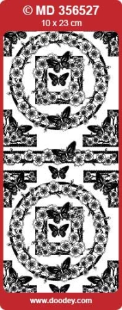 Preview: MD Sticker transparent Blumen mit Schmetterlingen gold