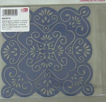 Metallschablone 12,5 cm x 12,5 cm Quadrat / Ornamente