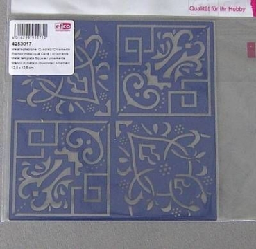 Metallschablone 12,5 cm x 12,5 cm Quadrat / Ornamente