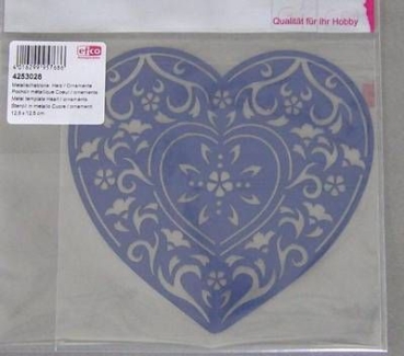 Metallschablone 12,5 cm x 12,5 cm Herz / Ornamente